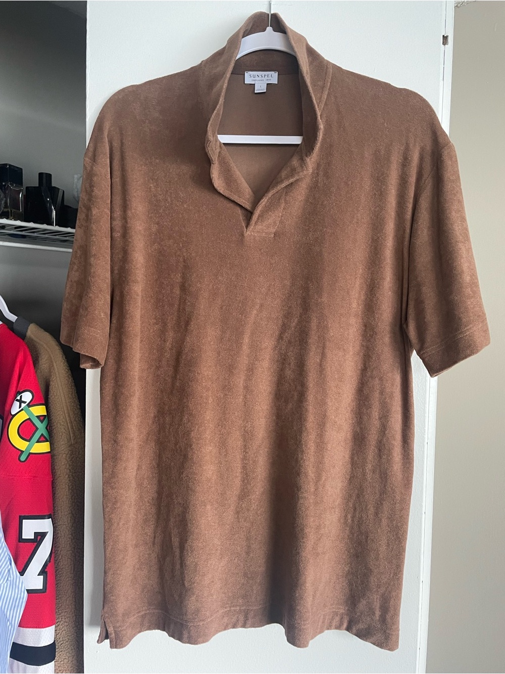 Sunspel Brown Short-Sleeve Terry Polo Shirt Towelling
